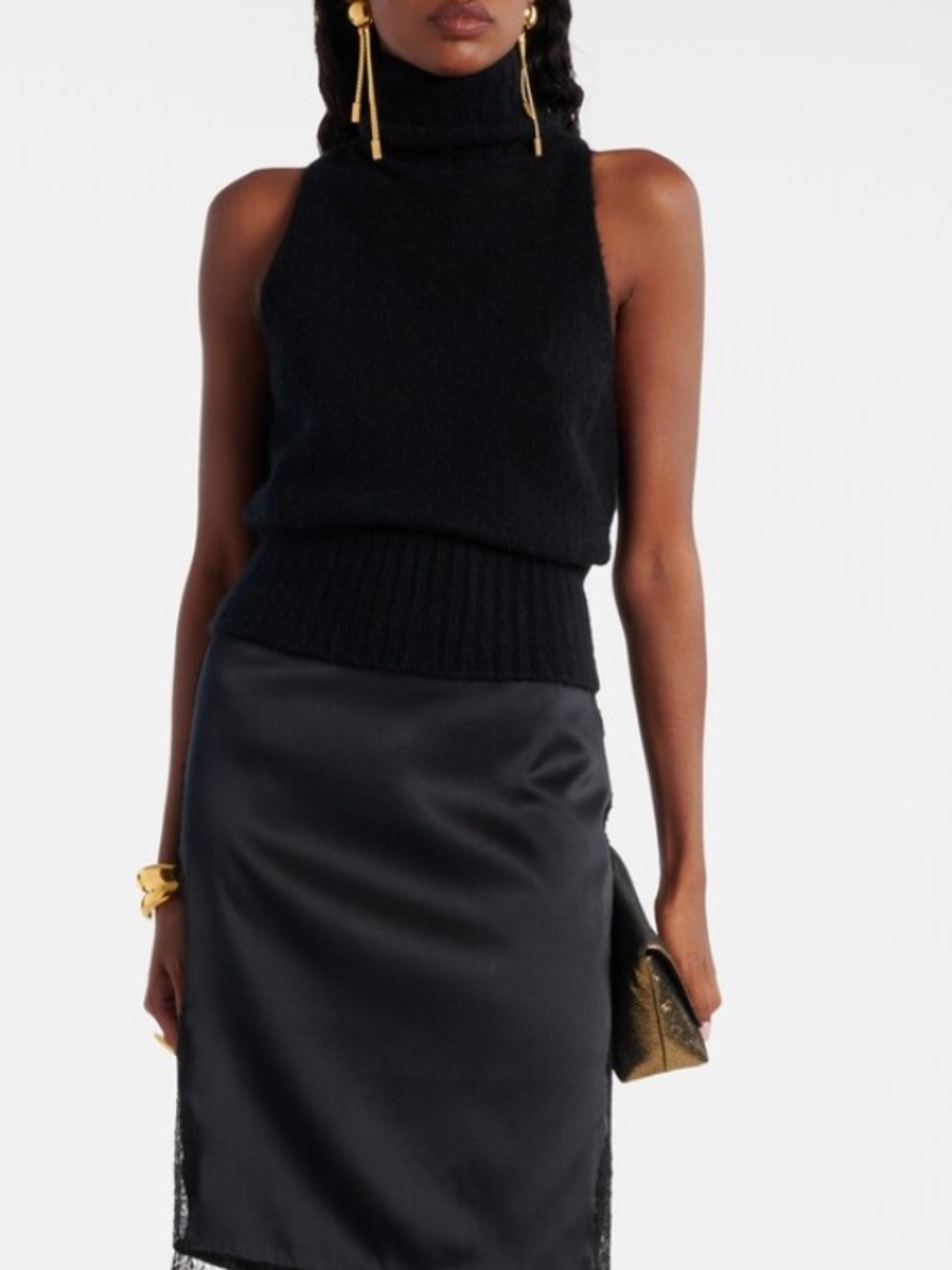 Tom Ford Black Sleeveless Turtleneck Sweater Vest